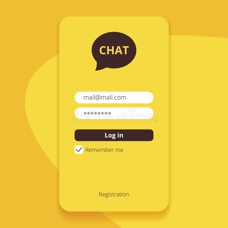 Messager avec le vecteur remplissant de forme, page jaune de début Réseau social mobile pour la télécommunication mondiale, entre illustration de vecteur Messager avec le vecteur remplissant de forme, page jaune de début Réseau social mobile pour la télécommunication mondiale, entre illustration de vecteur