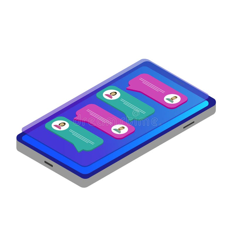 Messaggi di testo visualizzati sullo schermo. messaggi del gruppo di messaggi del gruppo dell'applicazione di messaggistica mobile royalty illustrazione gratis
