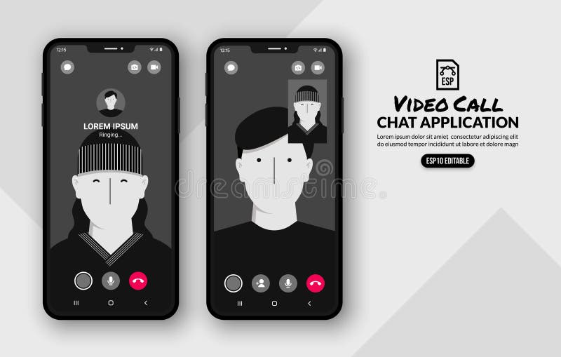 Messenger videos call template, social media communication vector illustration