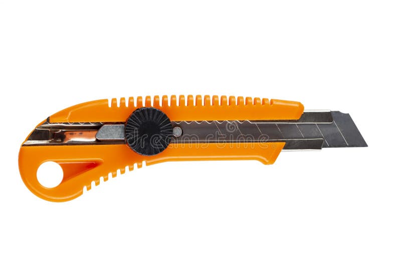 Messer mit segmentierter Klinge oder Schlangenschaufel, auf weißem Hintergrund isoliert. Messer. Datei enthält Clippfad