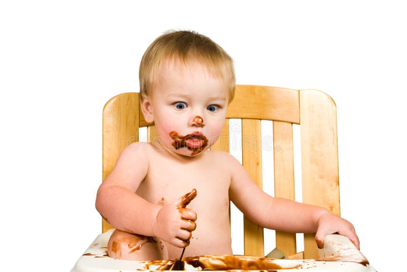 Messy Baby Boy Isolated royalty free stock image
