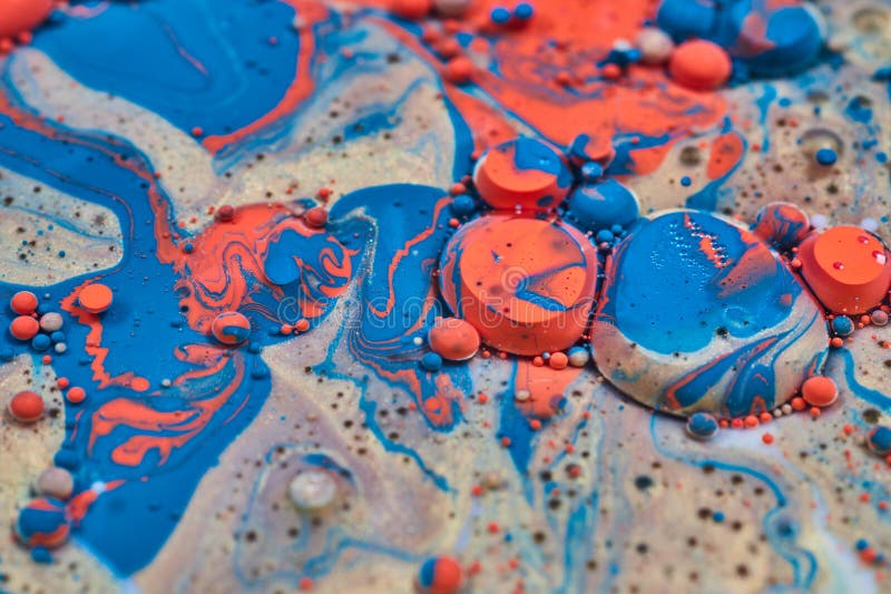 Messy Experiment with Acrylic Paint and Oil in Horizontal Background