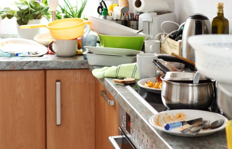 Messy kitchen royalty free stock images
