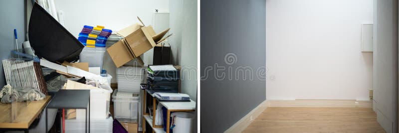 Before after Messy Room Declutter Stock Image - Image of modern ...