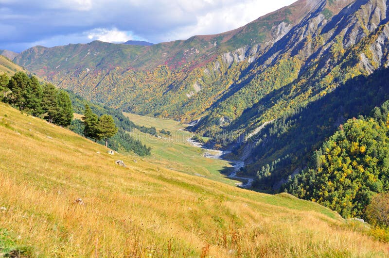 Mestia-Ushguli trek, Svaneti Georgia stock images