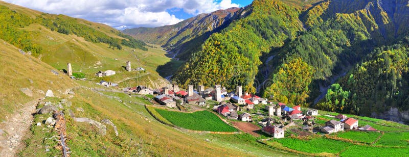 Mestia-Ushguli trek, Svaneti Georgia stock image