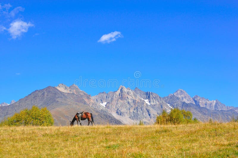 Mestia-Ushguli trek, Svaneti Georgia stock photo