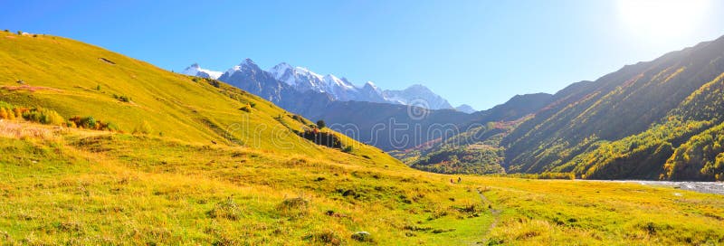 Mestia-Ushguli trek, Svaneti Georgia stock photos