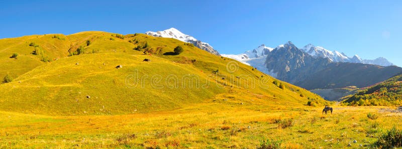 Mestia-Ushguli trek, Svaneti Georgia stock images