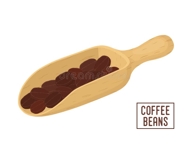 Mestolo di legno di vettore con i chicchi di caffè pala royalty illustrazione gratis Mestolo di legno di vettore con i chicchi di caffè pala royalty illustrazione gratis