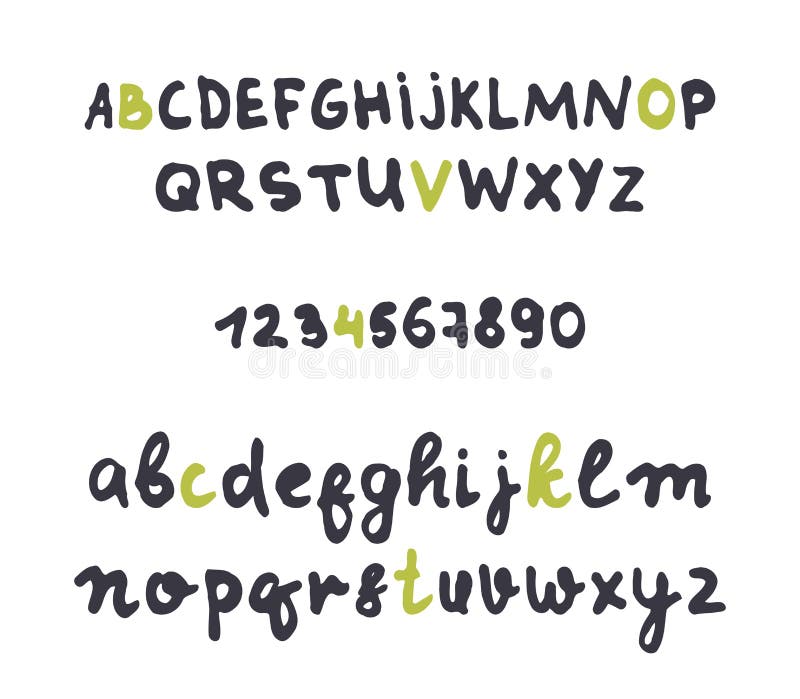 Met de hand gemaakte doopvont achteloze stijl Ontwerpalfabet stock illustratie Met de hand gemaakte doopvont achteloze stijl Ontwerpalfabet stock illustratie