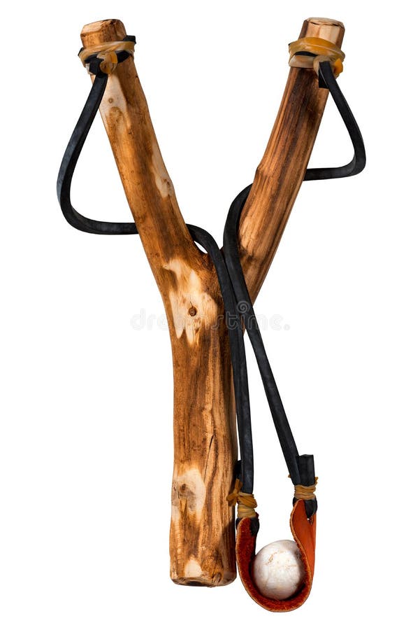 Met De Hand Gemaakte Houten Katapult Op Wit Stock Foto Image of