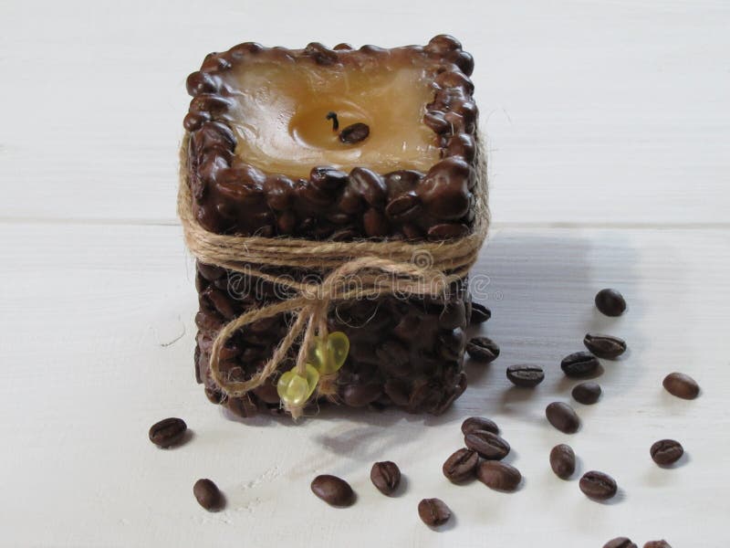 Met de hand gemaakte koffiekaars royalty-vrije stock foto Met de hand gemaakte koffiekaars royalty-vrije stock foto