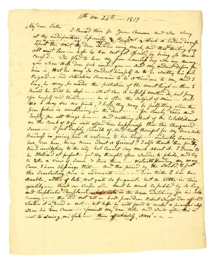Met de hand geschreven Brief van 1819 Met de hand geschreven Brief van 1819