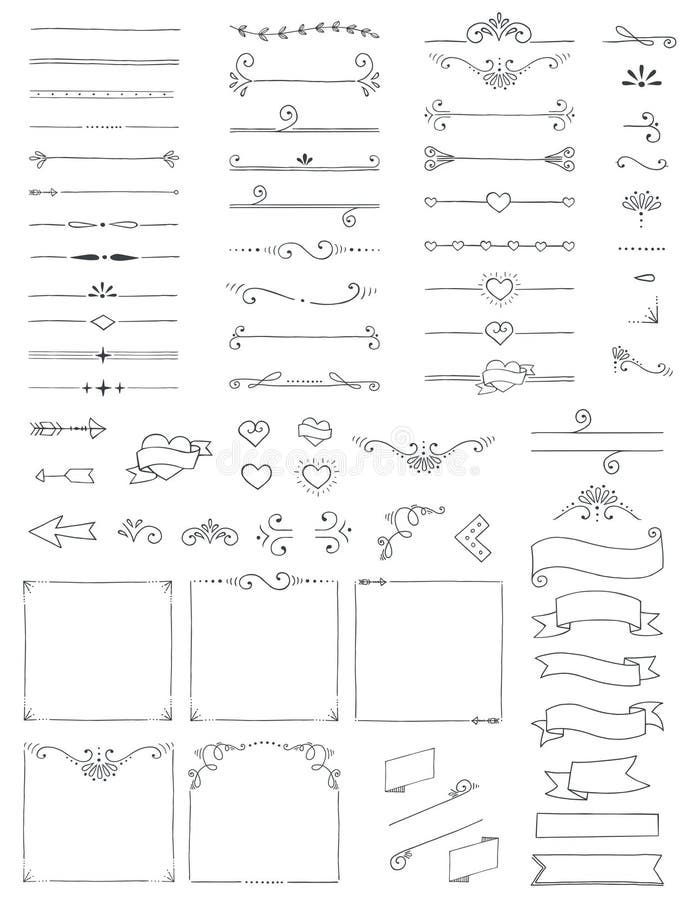 Hand drawn doodle dividers borders arrows swirls corners and banners flat vector illustration design elements set isolated on white. 
All elements are grouped together logically and are easy to edit. Hand drawn doodle dividers borders arrows swirls corners and banners flat vector illustration design elements set isolated on white. 
All elements are grouped together logically and are easy to edit.