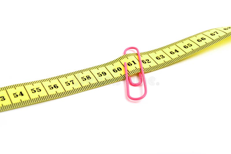 Tape measure labelled with a paper clip. Tape measure labelled with a paper clip