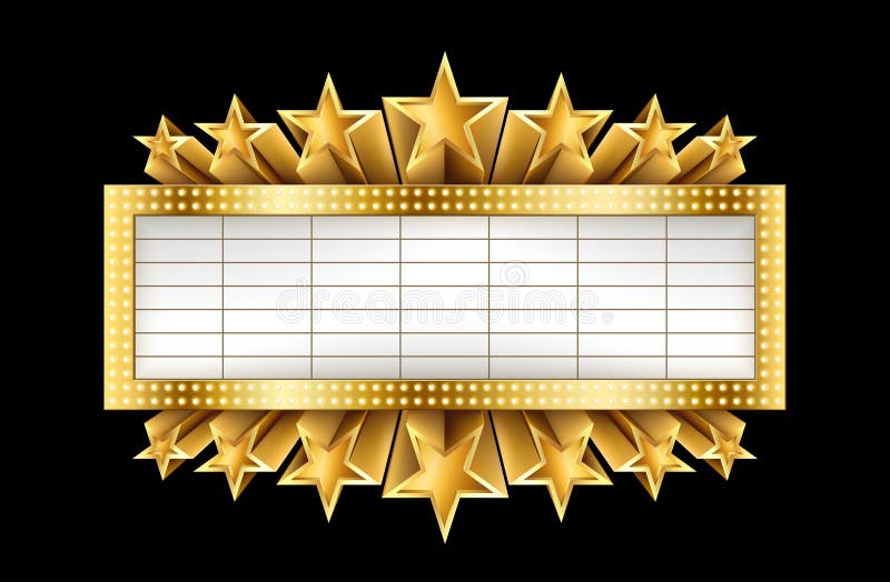 Marquee golden banner with stars, and realistic metal texture, EPS 10, contains transparency. Marquee golden banner with stars, and realistic metal texture, EPS 10, contains transparency