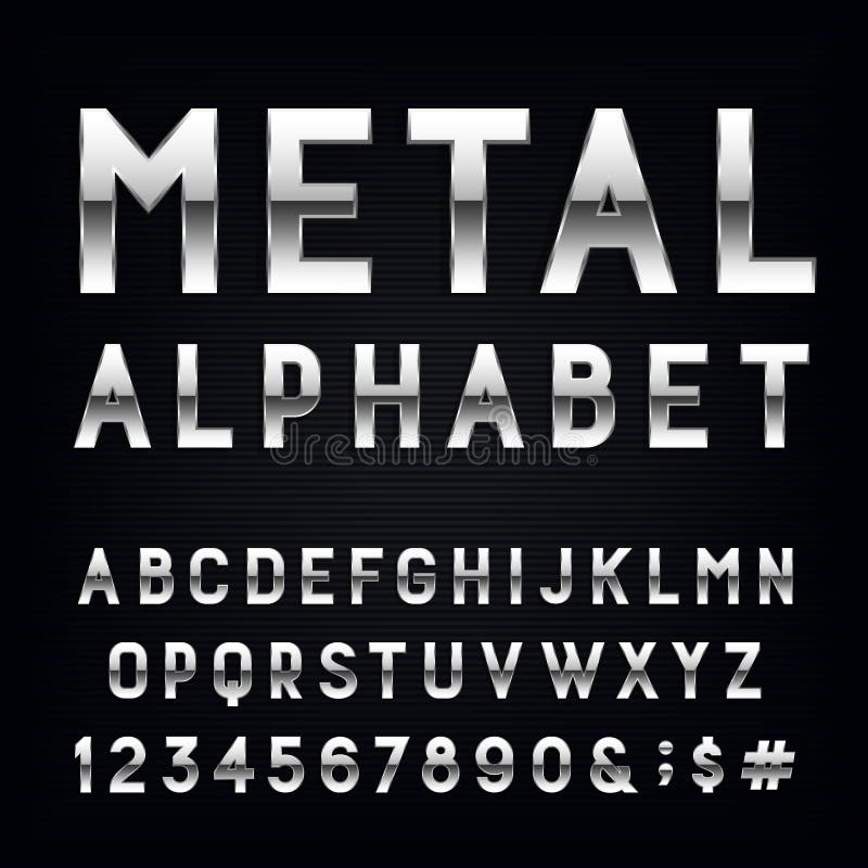 Metal Alphabet Vector Font. Stock Vector - Illustration of chrome