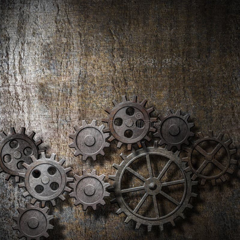 Metal background with rusty gears