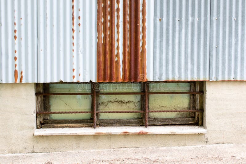 Metal Bar Basement Window Metal Sided Building Stock Photo Image of