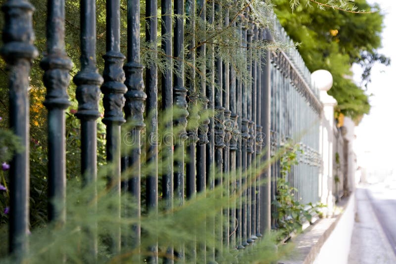 Metal bar fence stock image. Image of fence, home, residential 12386067