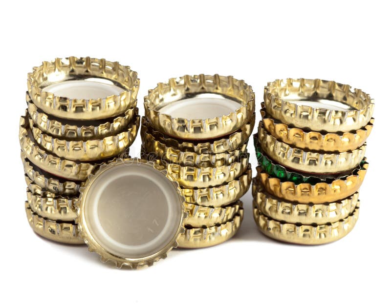 Metal Beer Bottle Caps On A White Background Stock Photo Image of