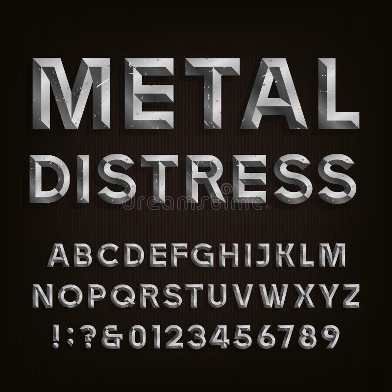 Download Metal Beveled Distressed Font. Vector Alphabet. Stock ...