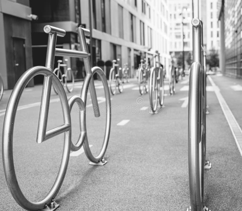 Metal Bike Racks Made in the Shape of Bicycles Stock Image Image of