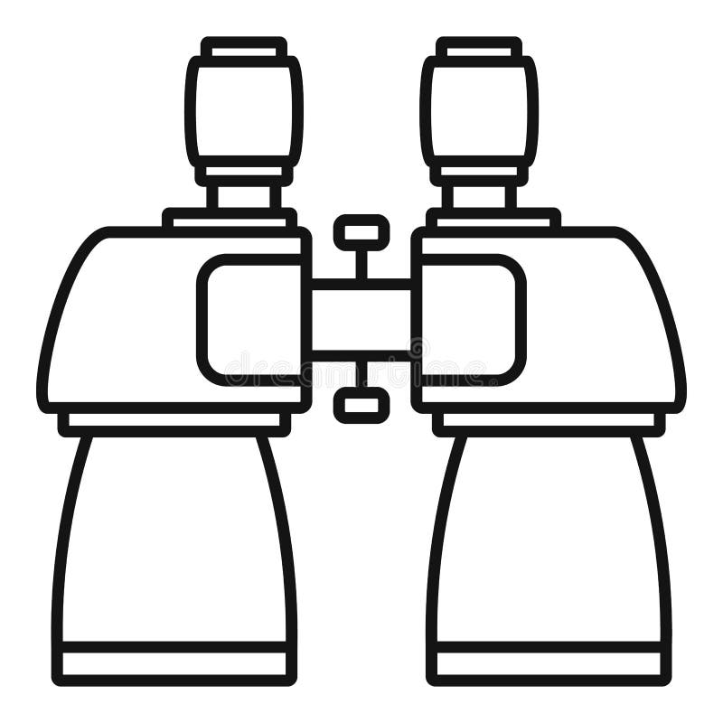 Metal Binocular Icon, Outline Style Stock Vector Illustration of