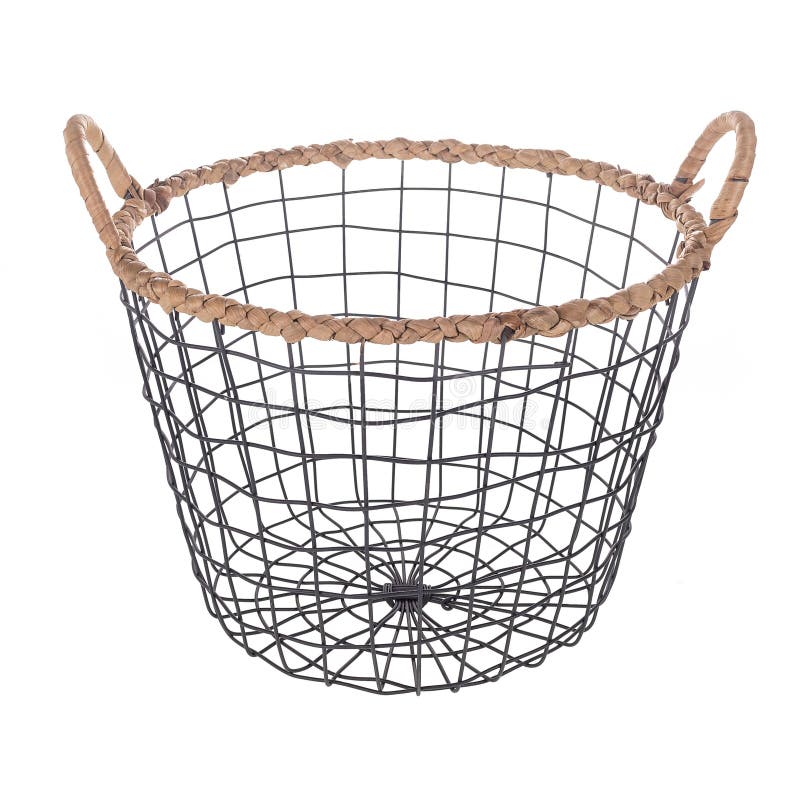 Metal Blanket Basket, Space for Text. an Idea for Interior Design Stock