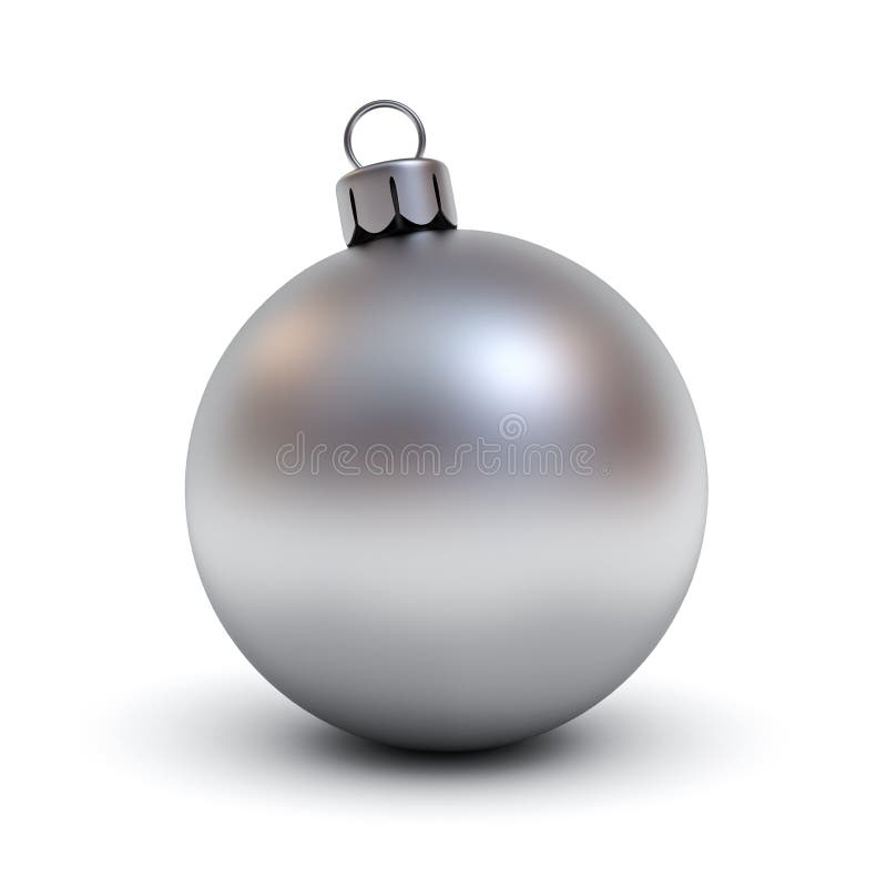 Metal a bola do Natal ou a bola de prata do Natal no fundo branco com sombra para a decoração do Natal