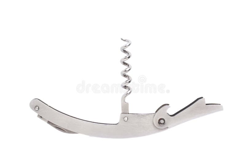 Metal bottle-screw corkscrew isolated