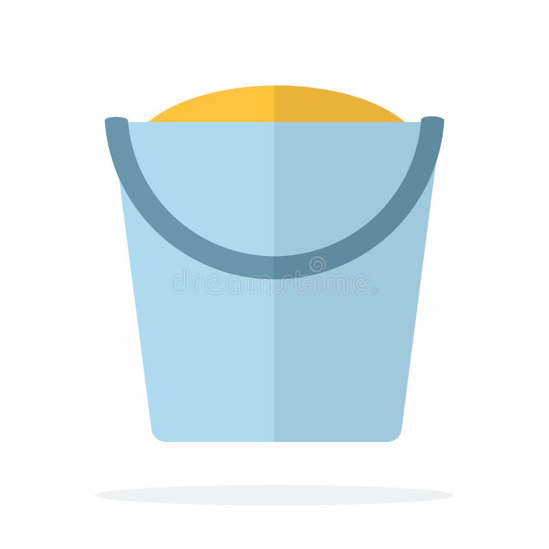 Metal Bucket with Sand Flat Isolated Stock Vector Illustration of