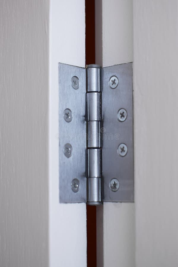 Metal hinge on door