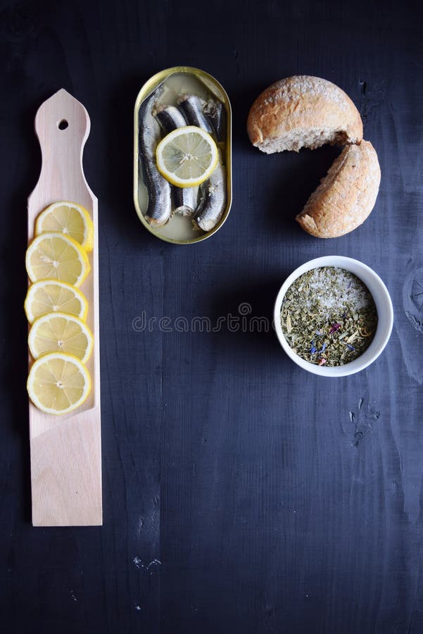 Metal Can with Conserved Herring Fish, Canned Marinated Herring, Open