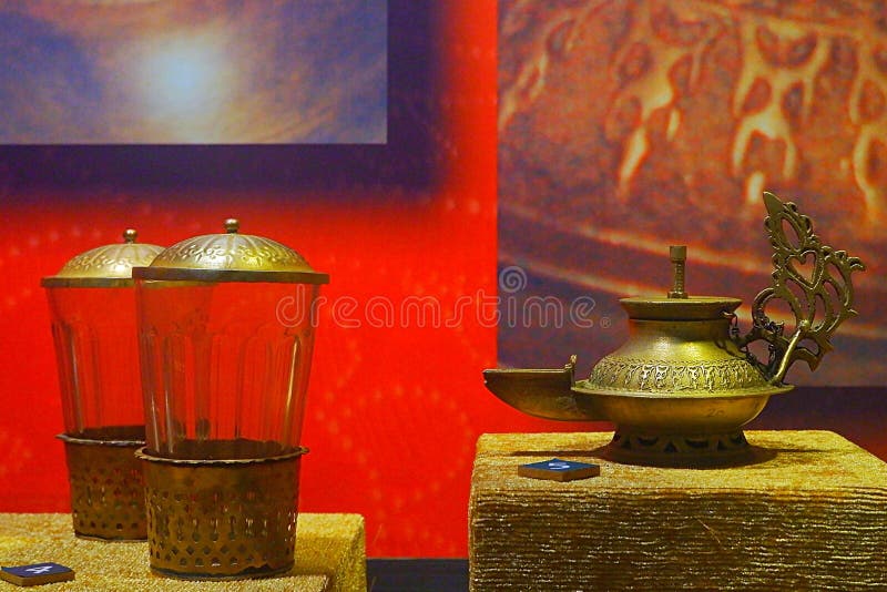 Metal candle at museum editorial stock image. Image of blue 267534859