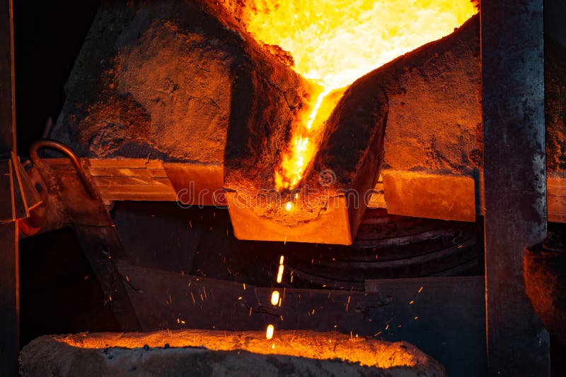 Metal Casting Process With High Temperature Fire In Metal Part Factory