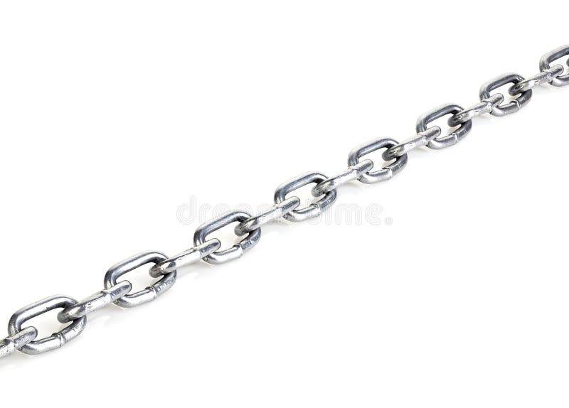 Metal Chain Closeup Isolated on a White Background. Stock Photo