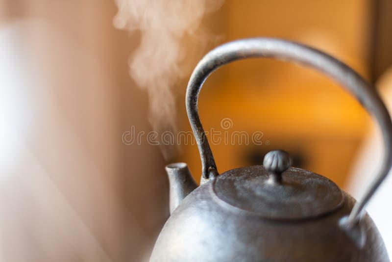 Metal Chinese Teapot Steaming Stock Photo Image of kettle, ceramic