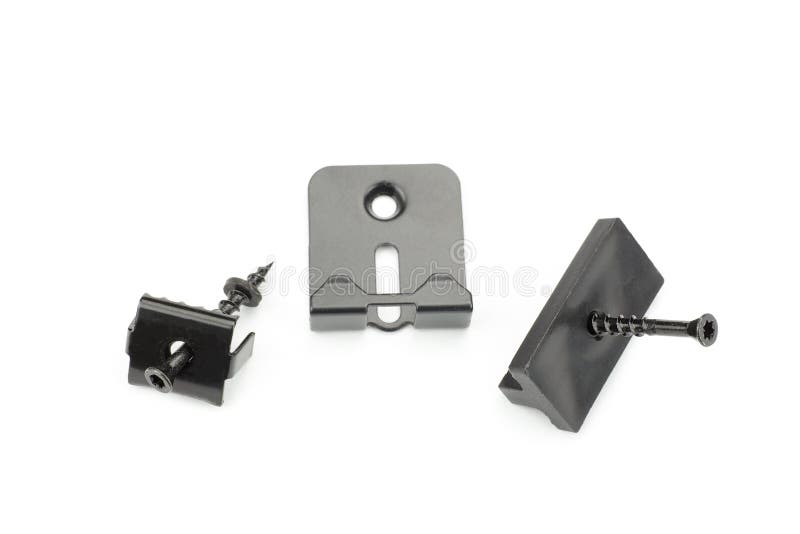 Metal Clamps for Mounting Composite Decking Board Stock Image Image
