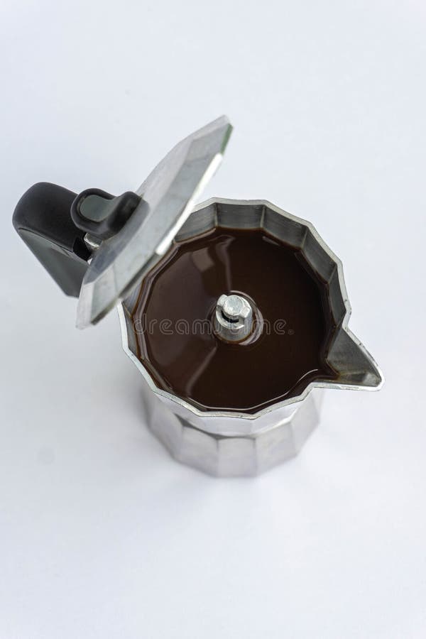 Metal Coffee Maker Machine Full of Coffee. Italian Coffee Machine Stock