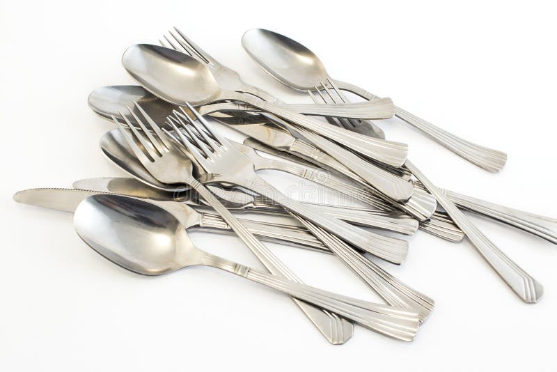 Metal cutlery stock image. Image of domestic, grey, bunch 56576169