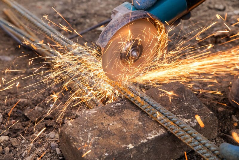 Metal Cutting with a Handheld Machine with a Cutting Disc Stock Image