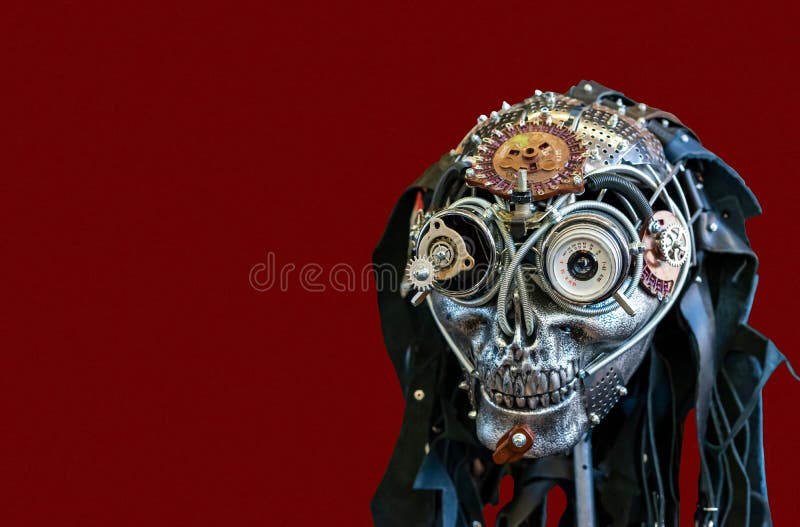 Metal czaszka z okiem od rocznik fotografii obiektywu zdjęcie stock Metal czaszka z okiem od rocznik fotografii obiektywu zdjęcie stock