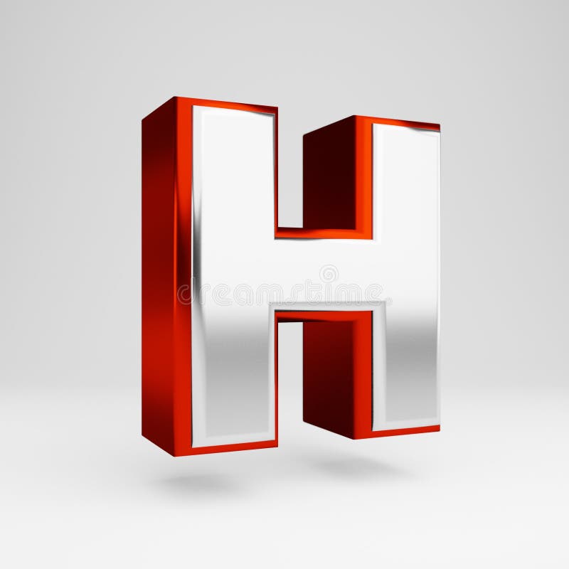 Metal 3d Letter H Uppercase. Metallic Red and White Font Isolated on ...