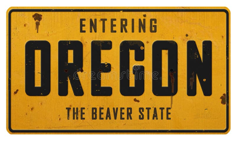Metal de la muestra de la carretera de Oregon del vintage el estado del castor imágenes de archivo libres de regalías Metal de la muestra de la carretera de Oregon del vintage el estado del castor imágenes de archivo libres de regalías