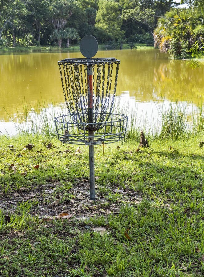 Disc Golf Course Sign of Disc Golf Crossing in the Area Stock Image