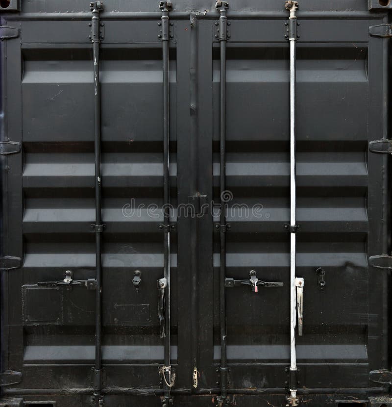 Metal door of freight container stock photography