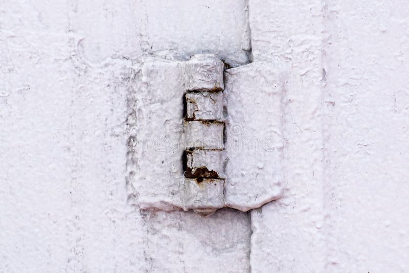 Metal door hinge. Water tight door on a ship, Exit door, emergency door. stock image