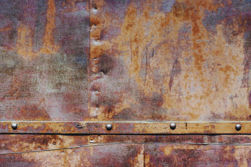 Metal door with rivets stock image. Image of brown, closeup 207235755